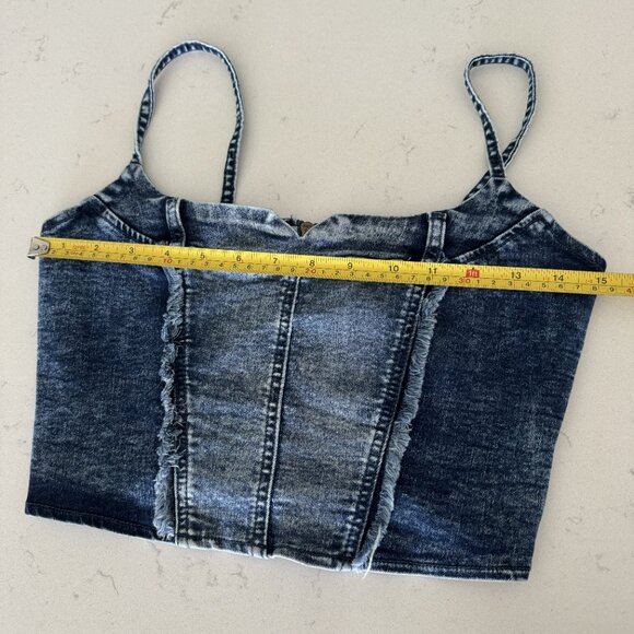 Sincerely Jules Blue color ,size small Denim Corset Boho Crop Top, - Picture 3 of 6